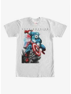 Movies Marvel Captain America Watercolor Print T-Shirt