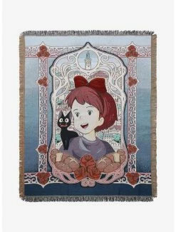 Online Exclusives Studio Ghibli Kiki’s Delivery Service Kiki & Jiji Filigree Portrait Tapestry Throw - BoxLunch Exclusive